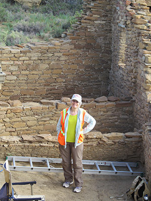 Dr. Crown at Pueblo Bonito, Chaco Canyon, NM